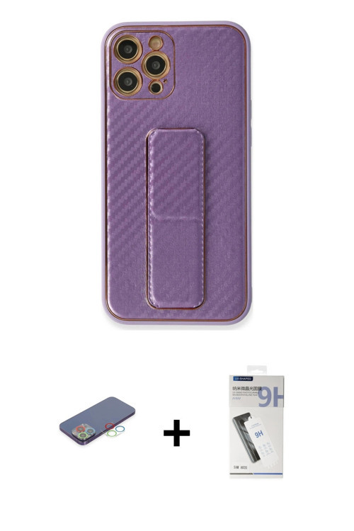 ieg™ iPhone 12 Pro Kılıf Yörünge Yansıma - Şeffaf Uv Polymer Nano Ekran Koruyucu + Mavi Renkli Kamer
