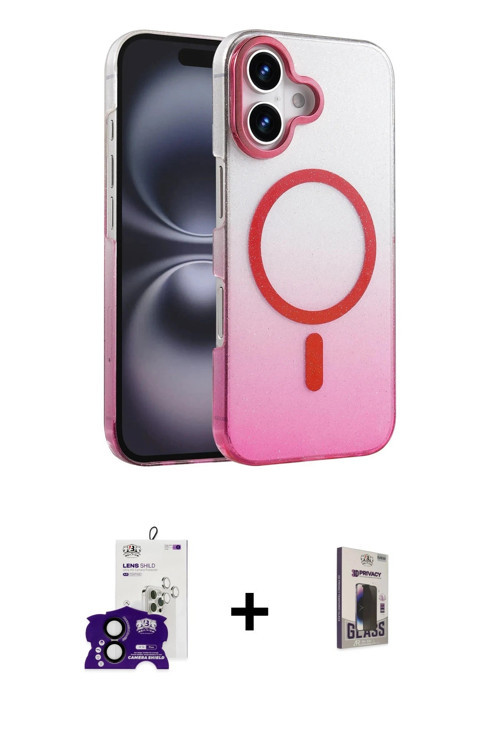 ieg™ iPhone 16 Kılıf Ahenk Doku Özel Seri - Siyah Bilvis Hayalet Cam Ekran Koruyucu + Siyah Bilvis T