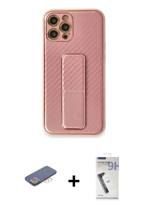 ieg™ iPhone 12 Pro Kılıf Yörünge Yansıma - Şeffaf Uv Polymer Nano Ekran Koruyucu + Mavi Renkli Kamer