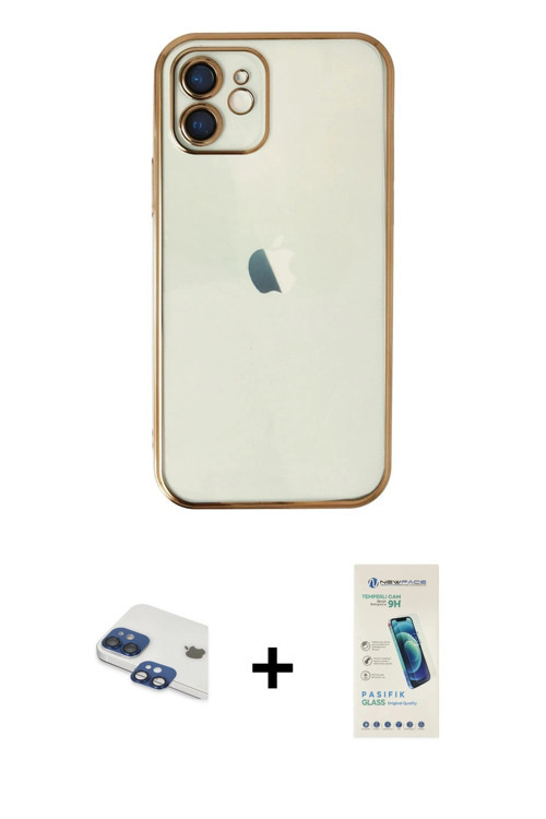 ieg™ iPhone 11 Kılıf Vadi Minimal - Şeffaf Pasifik Cam Ekran Koruyucu + Lacivert Pers Alüminyum Kame