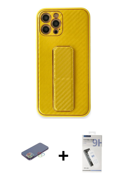 ieg™ iPhone 12 Pro Kılıf Yörünge Yansıma - Şeffaf Uv Polymer Nano Ekran Koruyucu + Mavi Renkli Kamer