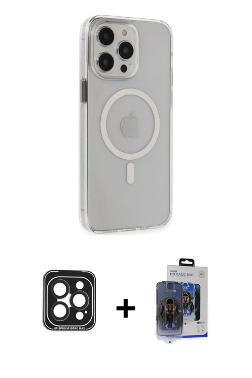 ieg™ iPhone 15 Pro Max Kılıf Kıvılcım Asil Özel Seri - Siyah Vanessa Magic Cam + Siyah PVD Metal Kam