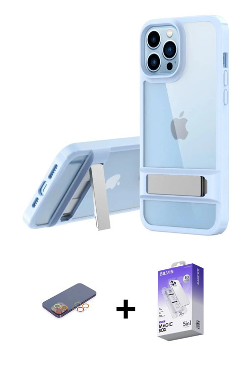 ieg™ iPhone 13 Pro Max Kılıf Yadigar Yansıma - Siyah Bilvis 5in1 3D Magic Cam Ekran Koruyucu + Turun