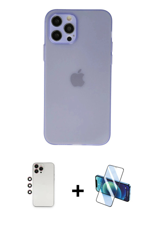 iPhone 12 Pro Max Kılıf Atlas Minimal Prime - Siyah 3D Antistatik Seramik Nano Ekran Koruyucu +