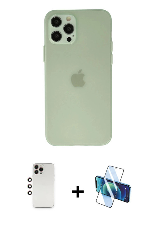 iPhone 12 Pro Max Kılıf Atlas Minimal Prime - Siyah 3D Antistatik Seramik Nano Ekran Koruyucu +