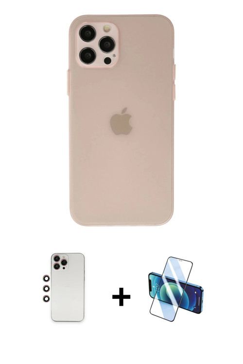 iPhone 12 Pro Max Kılıf Atlas Minimal Prime - Siyah 3D Antistatik Seramik Nano Ekran Koruyucu +