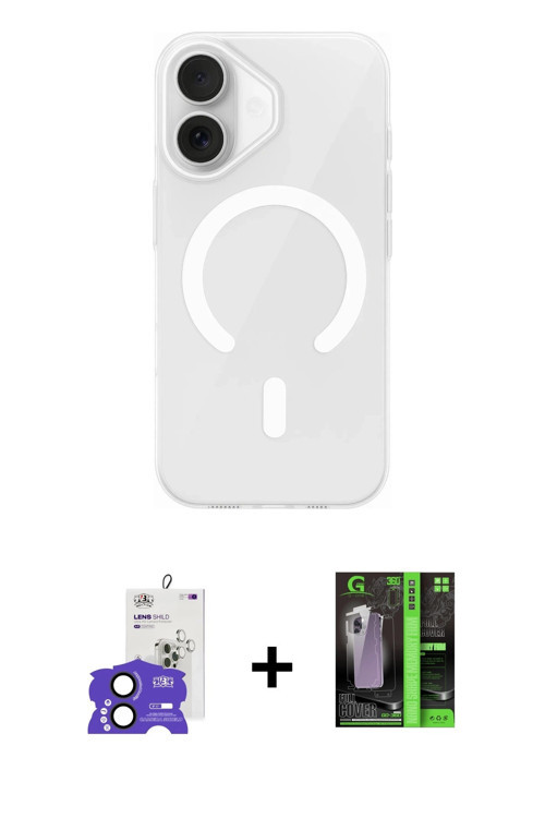 ieg™ iPhone 17 Kılıf Pusula Form Özel Seri - Şeffaf 360 Full Body Arka Koruyucu + Siyah Bilvis Titan