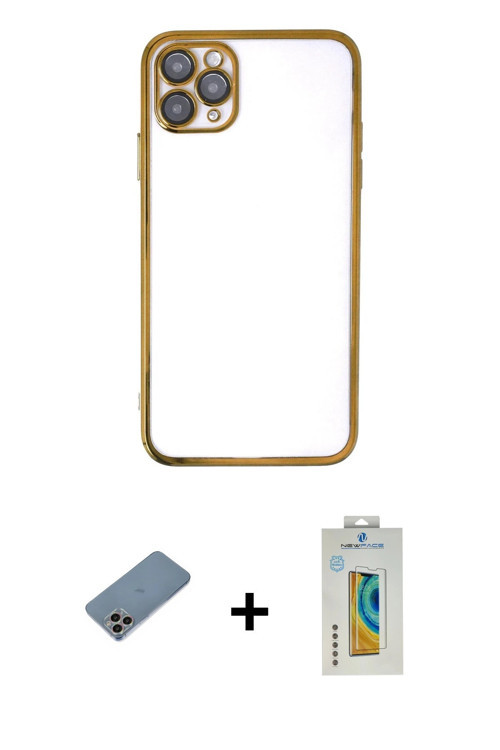 iPhone 11 Pro Kılıf Vadi Minimal - Siyah Polymer Nano Ekran Koruyucu + Gökkuşağı Shine Kamera L