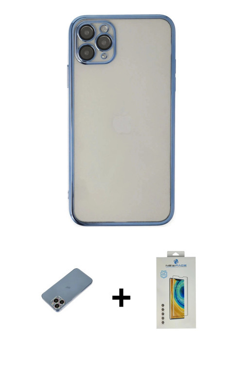 iPhone 11 Pro Kılıf Vadi Minimal - Siyah Polymer Nano Ekran Koruyucu + Gökkuşağı Shine Kamera L