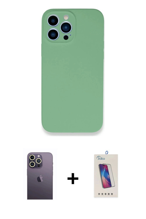 iPhone 13 Pro Max Kılıf Zirve Modern Özel Seri - Siyah Joko 5D Cam + Beyaz Neon Fosforlu Kamera