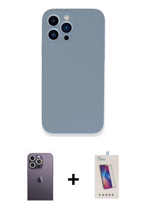 iPhone 13 Pro Max Kılıf Zirve Modern Özel Seri - Siyah Joko 5D Cam + Beyaz Neon Fosforlu Kamera
