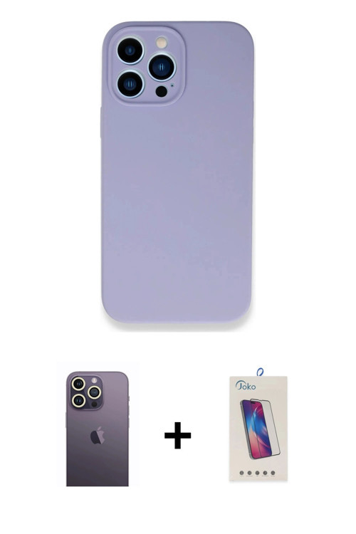 iPhone 13 Pro Max Kılıf Zirve Modern Özel Seri - Siyah Joko 5D Cam + Beyaz Neon Fosforlu Kamera