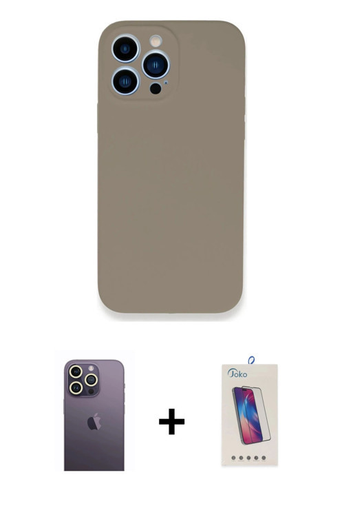 iPhone 13 Pro Max Kılıf Zirve Modern Özel Seri - Siyah Joko 5D Cam + Beyaz Neon Fosforlu Kamera