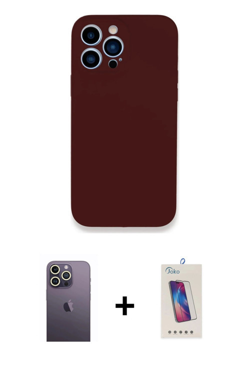 iPhone 13 Pro Max Kılıf Zirve Modern Özel Seri - Siyah Joko 5D Cam + Beyaz Neon Fosforlu Kamera