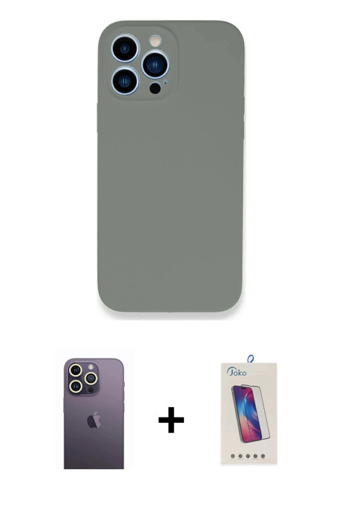 iPhone 13 Pro Max Kılıf Zirve Modern Özel Seri - Siyah Joko 5D Cam + Beyaz Neon Fosforlu Kamera