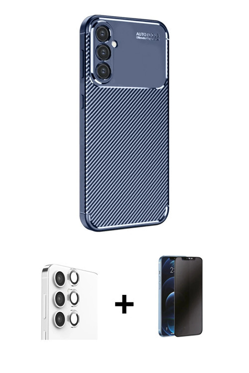 Galaxy S25 Plus Kılıf Eksen Form Prime - Siyah 3D Antistatik Hayalet Cam Ekran Koruyucu + Gümüş