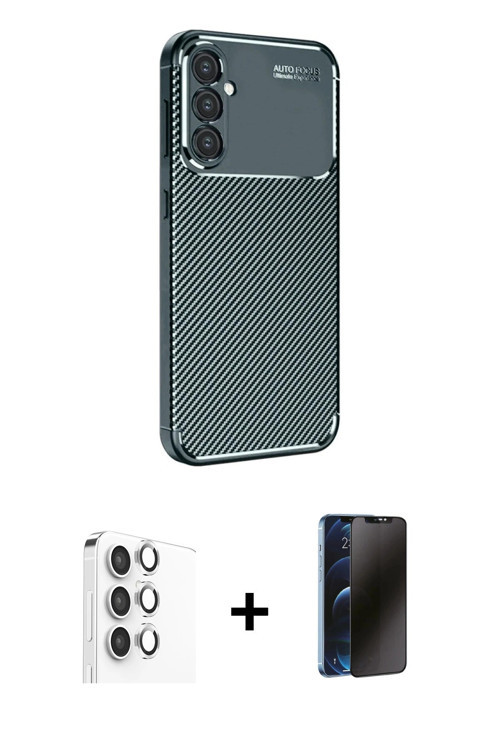 Galaxy S25 Plus Kılıf Eksen Form Prime - Siyah 3D Antistatik Hayalet Cam Ekran Koruyucu + Gümüş