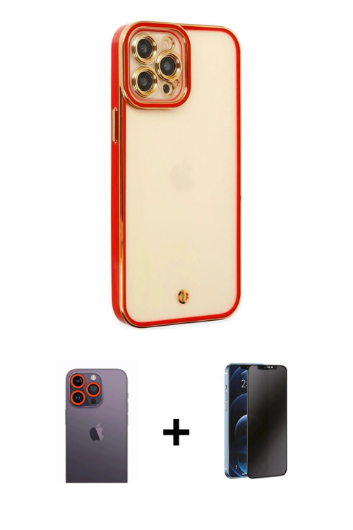 iPhone 12 Pro Kılıf Çekirdek Klasik Serisi - Siyah 3D Antistatik Hayalet Cam Ekran Koruyucu + T