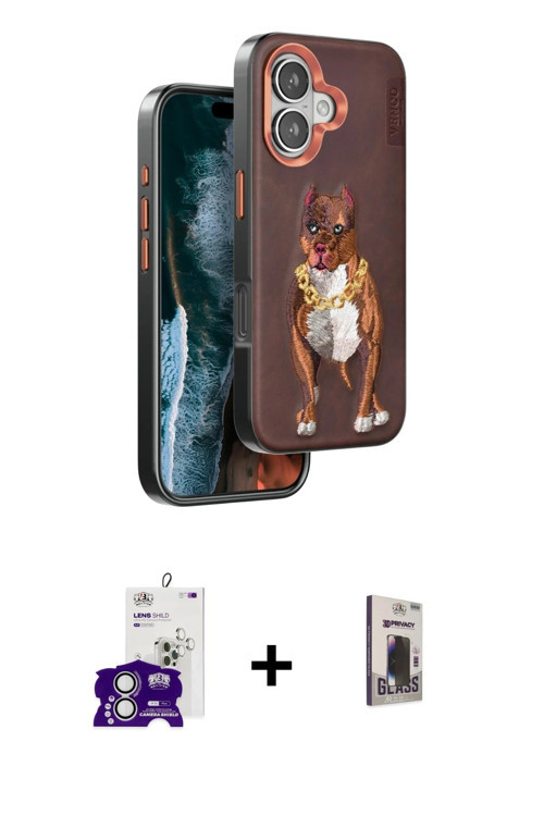 iPhone 16 Kılıf Nova Form Koleksiyonu - Siyah Bilvis Hayalet Cam Ekran Koruyucu + Gümüş Bilvis