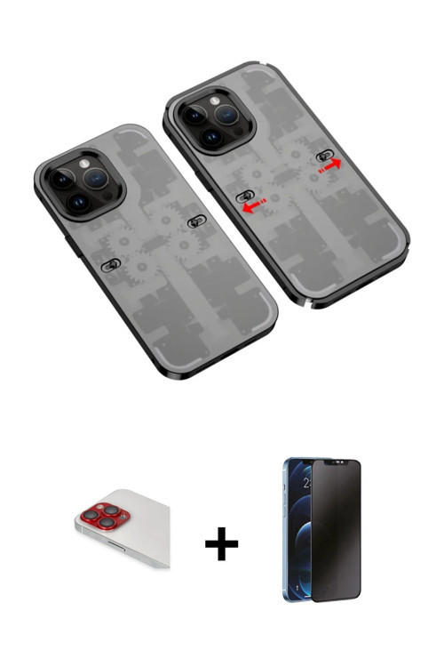 iPhone 13 Pro Max Kılıf Ufuk Doku Prime - Siyah 3D Antistatik Hayalet Cam Ekran Koruyucu + Kırm