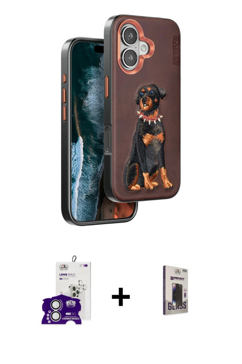 iPhone 16 Kılıf Nova Form Koleksiyonu - Siyah Bilvis Hayalet Cam Ekran Koruyucu + Gümüş Bilvis