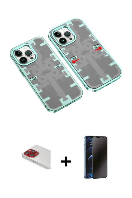 iPhone 13 Pro Max Kılıf Ufuk Doku Prime - Siyah 3D Antistatik Hayalet Cam Ekran Koruyucu + Kırm