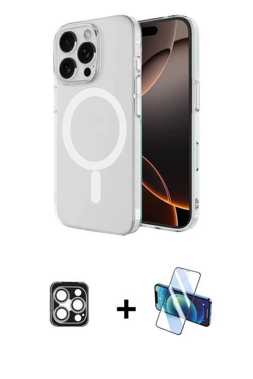 iPhone 16 Pro Max Kılıf Ahenk Yansıma Prime - Siyah 3D Antistatik Seramik Nano Ekran Koruyucu +