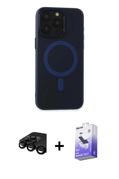 iPhone 15 Pro Max Kılıf Yadigar Işık - Siyah Bilvis 5in1 5D Magic Hayalet Cam Ekran Koruyucu +