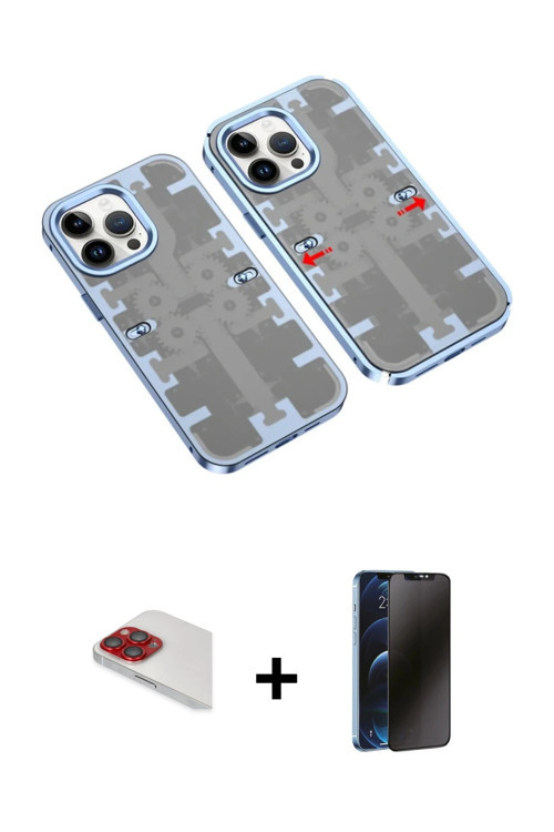 iPhone 13 Pro Max Kılıf Ufuk Doku Prime - Siyah 3D Antistatik Hayalet Cam Ekran Koruyucu + Kırm