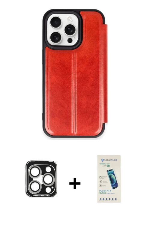 iPhone 15 Pro Max Kılıf Zirve Yansıma Serisi - Şeffaf Pasifik Cam Ekran Koruyucu + Gümüş PVD Me
