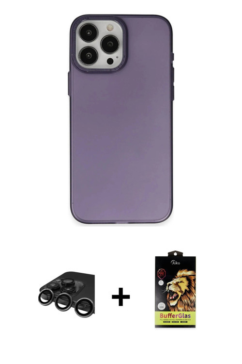 iPhone 15 Pro Max Kılıf Ahenk Çizgi Prime - Siyah Buffer Cam Ekran Koruyucu + Titanyum Gri Raze