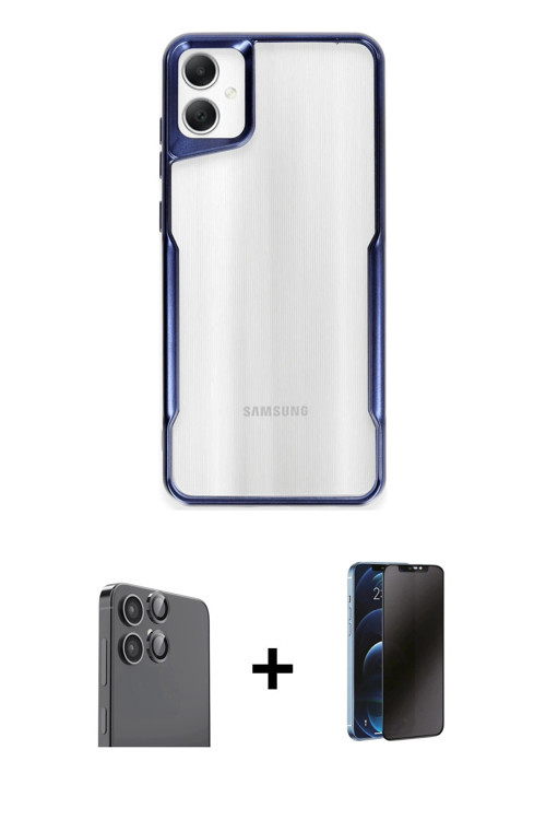Galaxy A06 Kılıf Akış Çizgi Koleksiyonu - Siyah 3D Antistatik Hayalet Cam Ekran Koruyucu + Siya