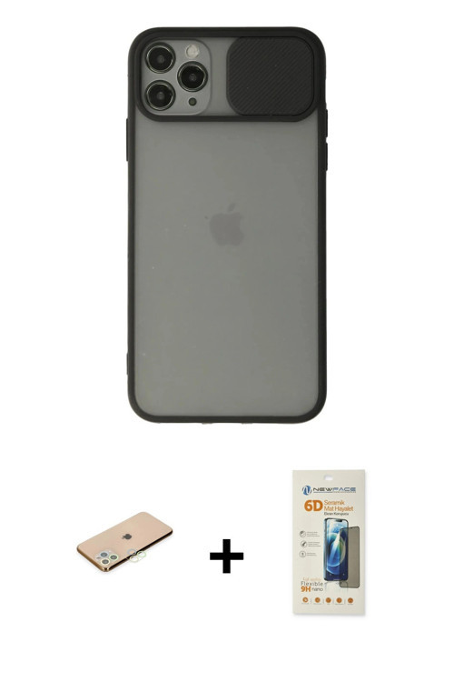 iPhone 11 Pro Max Kılıf Vadi Çizgi - Siyah 6D Mat Seramik Hayalet Nano Ekran Koruyucu + Yeşil R