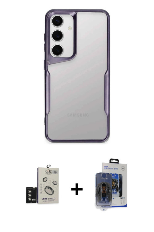 Galaxy S24 Kılıf Akış Çizgi Koleksiyonu - Siyah Vanessa Magic Cam + Titanyum Gri Bilvis Titan K