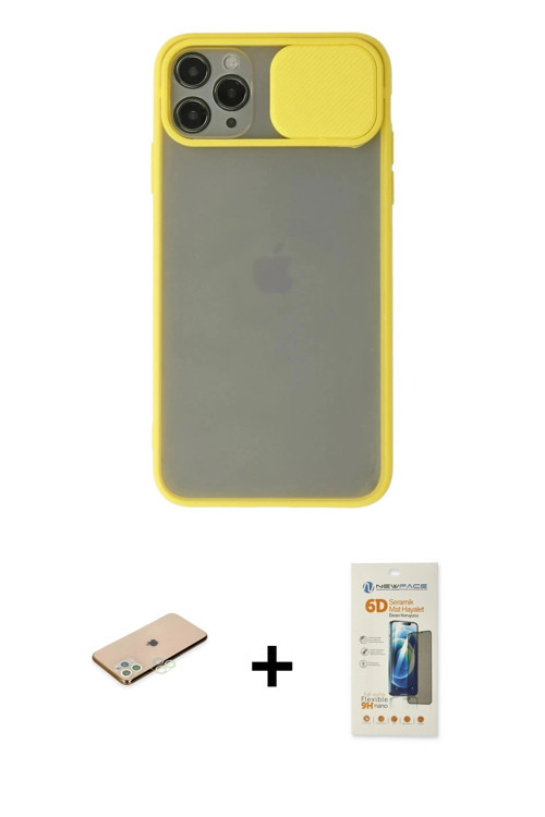 iPhone 11 Pro Max Kılıf Vadi Çizgi - Siyah 6D Mat Seramik Hayalet Nano Ekran Koruyucu + Yeşil R
