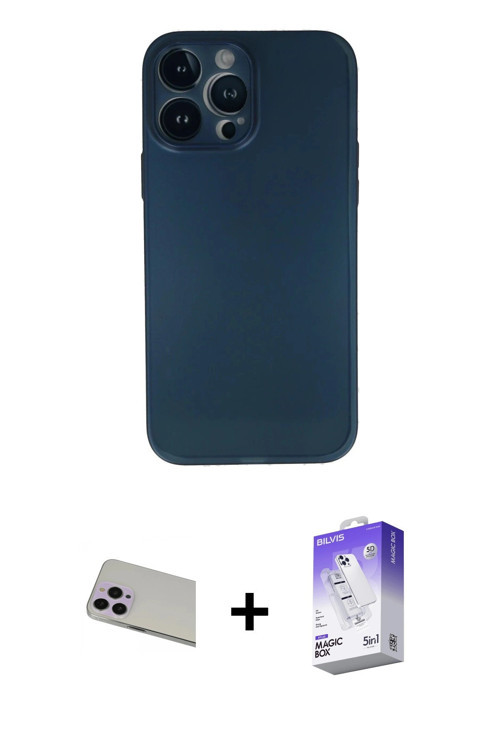 iPhone 13 Pro Max Kılıf Yadigar Yansıma Serisi - Siyah Bilvis 5in1 3D Magic Cam Ekran Koruyucu