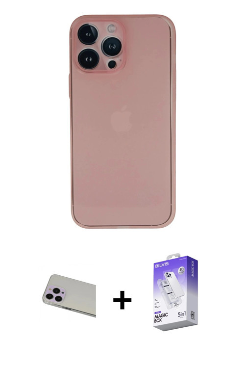 iPhone 13 Pro Max Kılıf Yadigar Yansıma Serisi - Siyah Bilvis 5in1 3D Magic Cam Ekran Koruyucu
