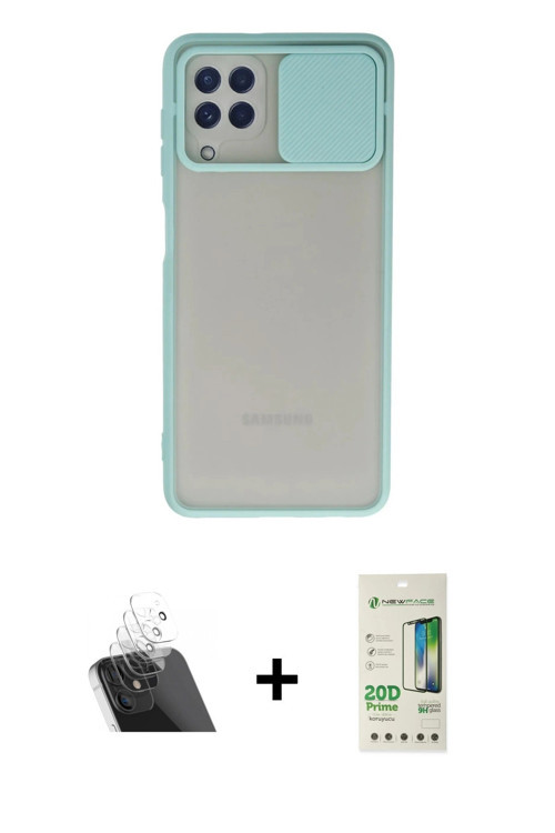 Galaxy A22 Kılıf Vadi Çizgi - Siyah 20D Premium Cam Ekran Koruyucu + Şeffaf Kamera Lens Koruma