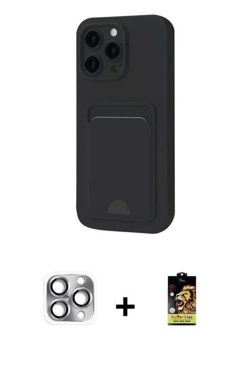 iPhone 16 Pro Max Kılıf Vadi Çizgi Prime - Siyah Buffer Cam Ekran Koruyucu + Gri Pers Alüminyum