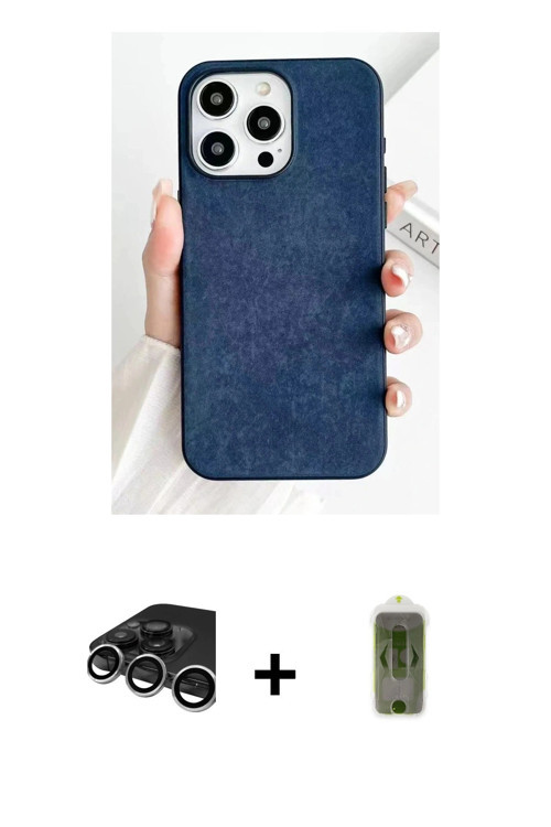 iPhone 15 Pro Max Kılıf Pusula Modern - Siyah Joko Magic 5D Hayalet Cam + Gümüş Raze Metal Kame