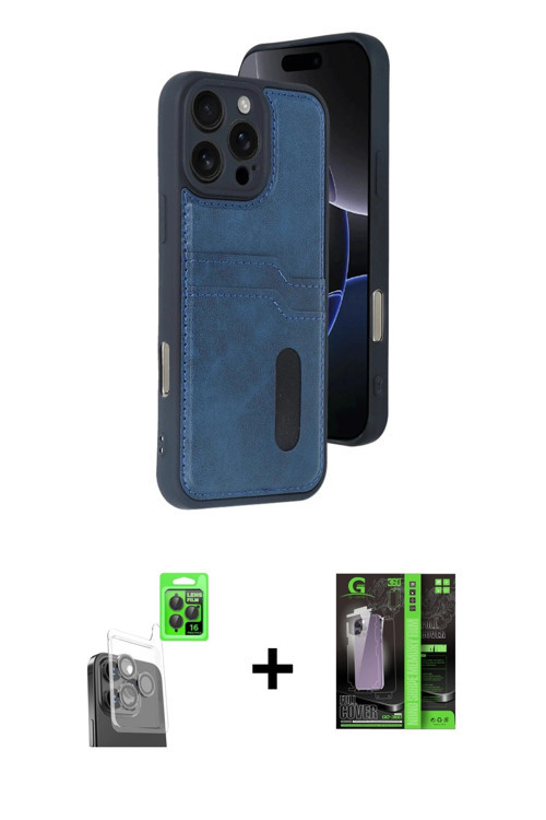 iPhone 16 Pro Kılıf Yörünge Işık Serisi - Şeffaf 360 Full Body Arka Koruyucu + Siyah Raze Metal