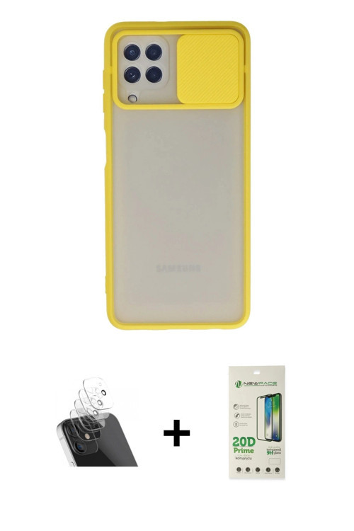 ieg™ Galaxy A22 Kılıf Vadi Çizgi - Siyah 20D Premium Cam Ekran Koruyucu + Şeffaf Kamera Lens Koruma