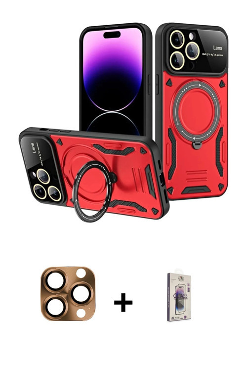 iPhone 16 Pro Max Kılıf Kıvılcım Modern Serisi - Siyah Bilvis 3D Cam Ekran Koruyucu + Çöl Titan