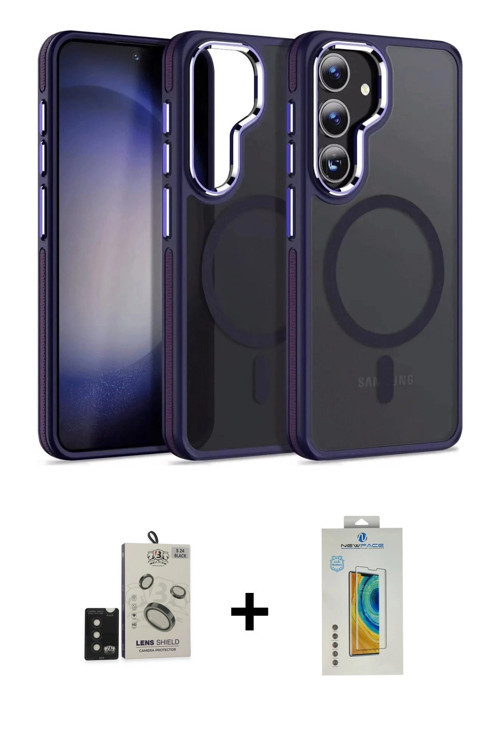 Galaxy S24 Kılıf Yörünge Klasik - Siyah Polymer Nano Ekran Koruyucu + Siyah Bilvis Titan Kamera