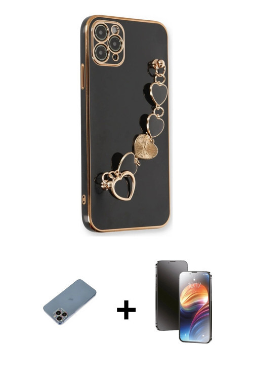 iPhone 11 Pro Kılıf Nova Işık Prime - Siyah 3D Antistatik Mat Seramik Nano Ekran Koruyucu + Gök