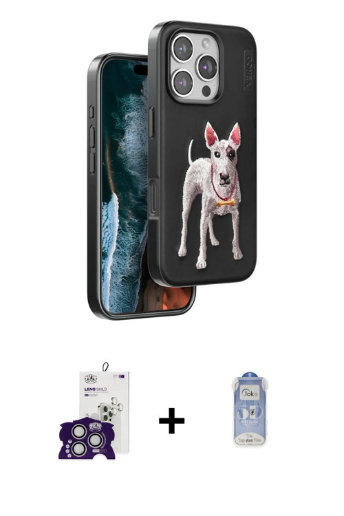 iPhone 16 Pro Max Kılıf Nova Form Koleksiyonu - Siyah Joko Magic 5D Cam + Gümüş Bilvis Titan Ka