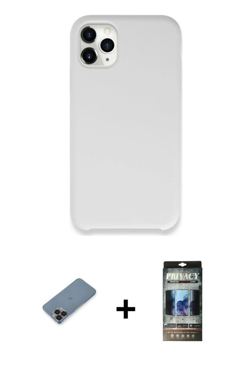 iPhone 11 Pro Max Kılıf Zirve Modern Özel Seri - Siyah 34D Hayalet Izgaralı Cam + Siyah Metal K