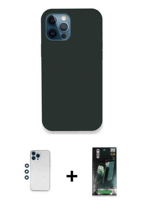 iPhone 12 Pro Kılıf Zirve Modern Özel Seri - Şeffaf 360 Full Body Arka Koruyucu + Mavi Shine Ka
