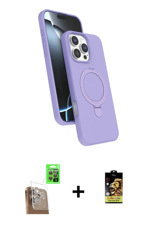ieg™ iPhone 16 Pro Kılıf İz Işık Koleksiyonu - Siyah Buffer Cam Ekran Koruyucu + Çöl Titanyum Raze M