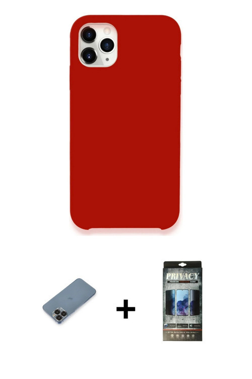 iPhone 11 Pro Max Kılıf Zirve Modern Özel Seri - Siyah 34D Hayalet Izgaralı Cam + Siyah Metal K